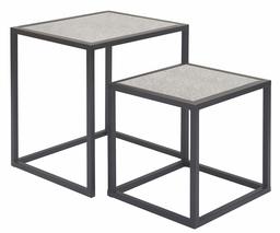 Amazon Brand – Rivet Modern Square Nesting End/Side Tables, Black Metal and Tempered Mirror Glass