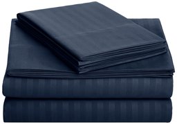 AmazonBasics Deluxe Striped Microfiber Bed Sheet Set