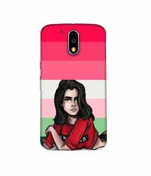 Amazon Brand - Solimo Designer Lady Vector with Line 3D Printed Hard Back Case Mobile Cover for Motorola Moto G4 Plus