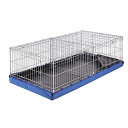 AmazonBasics Indoor-Outdoor Small Pet Habitat Cage with Canvas Bottom, with Divider, Blue