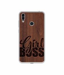 Amazon Brand - Solimo Designer Girl Boss On Wood UV Printed Soft Back Case Mobile Cover for Huawei Honor 8C