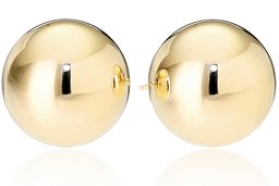 Amazon Essentials Yellow Gold Plated Sterling Silver Polished Ball Stud Earrings (12mm)