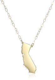 10k Yellow Gold California State Pendant Necklace, 16
