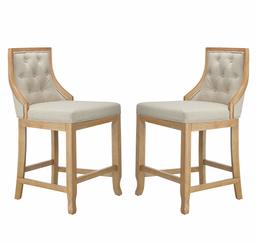 Amazon Brand – Stone & Beam Classic Tufted Counter-Height Barstool, Set of 2, 37.5