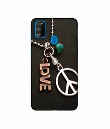 Amazon Brand - Solimo Designer Love and Peace 3D Printed Hard Back Case Mobile Cover for Samsung Galaxy M21 / M30s