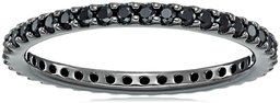 Black-Rhodium-Plated Sterling Silver Swarovski Zirconia Black-Rhodium Round Cut All-Around Band Ring, Size 7