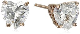 Rose-Gold-Plated Sterling Silver Heart-Shape Stud Earrings made with Swarovski Zirconia