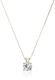 14k Yellow Gold 8mm Round Cubic Zirconia Solitaire Pendant Necklace (2 carat, Diamond Equivalent), 18