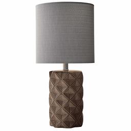 Rivet Modern Ceramic Table Lamp with Geometric-Patterned Base, 22.75