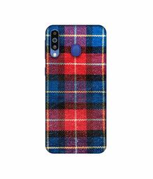 Amazon Brand - Solimo Designer Check Cloth 3D Printed Hard Back Case Mobile Cover for Samsung Galaxy M21