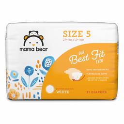 Amazon Brand - Mama Bear Best Fit Diapers Size 5, 31 Count, White Print [Packaging May Vary]