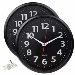 UMI. Essentials Silent Non Ticking Wall Clock, Black (Set of 2)