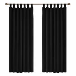 UMI. by Amazon - Crotinas Opacas Blackout Termicas Aisantes de Salon Dormitorio Moderno con Trabillas 2 Piezas 140 x 180 cm Negro