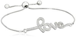 Sterling Silver Cubic Zirconia Slider Bracelet