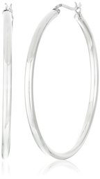 Sterling Silver 3x50 Polished Click Top Hoop Earrings