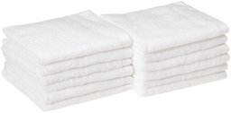 AmazonBasics Quick-Dry, Luxurious, Soft, 100% Cotton Towels, White - Set of 12 Washcloths