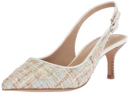 The Fix Amazon Brand Women's Felicia Slingback Kitten Heel Pump, Bright White/Multi Tweed, 11 B US