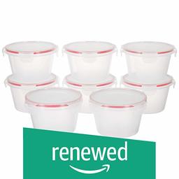 (Renewed) Amazon Brand - Solimo Plastic Kitchen Storage Container Set, 750ml, 8-Pieces, Transparent