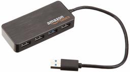 AmazonBasics 4 Port USB to USB 3.0 Hub with 5V/2.5A Power Adapter (Renewed)