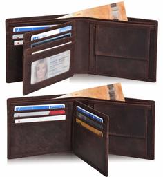 Eono Essentials Leather Wallets for Men with RFID-RFID Leather Wallets for Men Slim Wallet Coin Pocket Wallet (Brown Crazy Horse)