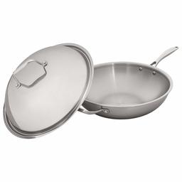 Stone & Beam Wok with Dome Lid, 13 Inch, Tri-Ply Stainless Steel (Renewed)