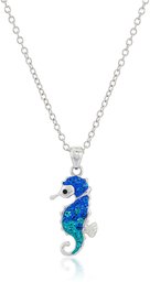 Silver Plated Crystal Seahorse Pendant Enhancer, 18