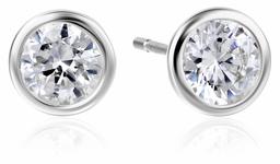 Amazon Essentials Sterling Silver AAA Cubic Zirconia Bezel Stud Earrings (6mm)