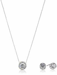 Women's 10k Swarovski Zirconia Round Bezel Set Solitaire Jewelry