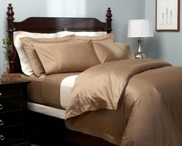 Pinzon Hemstitch 400-Thread-Count Egyptian Cotton Sateen Full/Queen Duvet Set, Chestnut