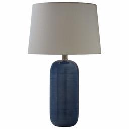 Stone & Beam Leland Modern Textured Ceramic Bedroom Table Desk Lamp With LED Light Bulb - 15 x 24.5 Inches, Blue