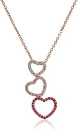 [Find] Amazon Collection Rose Gold Plated Sterling Silver suwarohusuki-・zirukonia Use Clear/Pink/Red Triple Heart Pendant Necklace p1993804 _ 150 _ 000 