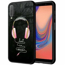 Amazon Brand - Solimo Designer Music Headphone Printed Hard Back Case Mobile Cover for Samsung Galaxy A7 (2018) (D1216)