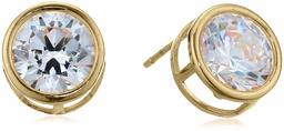 Women's 10k Swarovski Gold Yellow Zirconia Bezel Stud Earrings, One Size