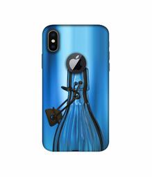 Amazon Brand - Solimo Designer Blue Bottle 3D Printed Hard Back Case Mobile Cover for Apple iPhone X (Logo Cut)