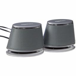 AmazonBasics USB-Powered PC Computer Speakers with Dynamic Sound | Silver (Renewed)