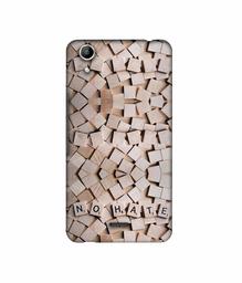 Amazon Brand - Solimo Designer No Hate On Wooden Block 3D Printed Hard Back Case Mobile Cover for Micromax Canvas Selfie Lens Q345