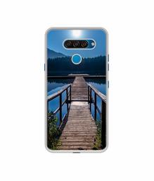 Amazon Brand - Solimo Designer Wooden Beach UV Printed Soft Back Case Mobile Cover for LG Q60