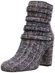 The Fix Amazon Brand Women's Sadie Military-Inspired Four-Strap Ankle Boot with Jewel Buttons, Black Multi, 7 B US