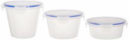 Amazon Brand - Solimo Plastic Kitchen Storage Container Set, 3-Pieces, Blue