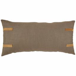 Amazon Brand – Stone & Beam Industrial Leather Detail Throw Pillow - 24 x 12 Inch, Truffle with Ambra