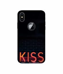 Amazon Brand - Solimo Designer Kiss 3D Printed Hard Back Case Mobile Cover for Apple iPhone X (Logo Cut)