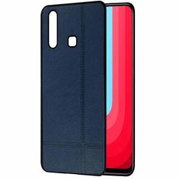 Amazon Brand - Solimo Leather Mobile Cover for (Soft & Flexible Back case), for Vivo U20 (Blue)