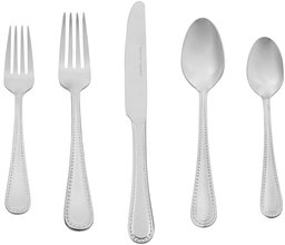 AmazonBasics 20-Piece Stainless Steel Flatware Set with Pearled Edge, Service for 4