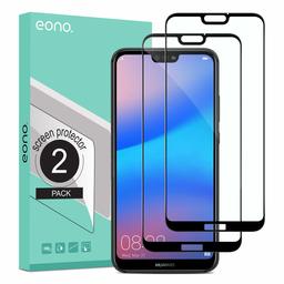 Eono [2 Pack Compatible with Huawei P20 Lite Screen Protector, [NOT For 2019 Version] Tempered Glass [Case Friendly] [Easy Installation] [Bubble Free]