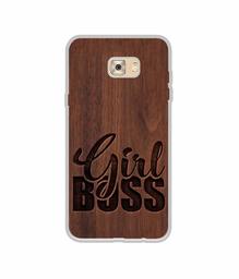 Amazon Brand - Solimo Designer Girl Boss On Wood UV Printed Soft Back Case Mobile Cover for Samsung Galaxy C7 Pro