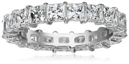 Platinum-Plated Sterling Silver Princess Cut All-Around Band Ring made with Swarovski Zirconia (7.5 cttw), Size 7