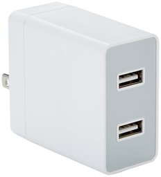 AmazonBasics Two-Port USB Wall Charger (24-Watt)  Compatible With iPhone and Samsung Phones - White