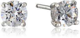 Platinum or Sterling Silver Gold Plated Round Cut Swarovski Zirconia Stud Earrings