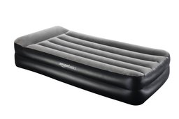 AmazonBasics Pillow Rest Premium Airbed with Built in Air Pump, Single - Grey