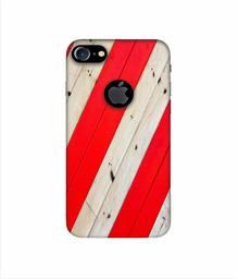 Amazon Brand - Solimo Designer Red and Cream Color Wood 3D Printed Hard Back Case Mobile Cover for Apple iPhone 7 (with Logo Cut)